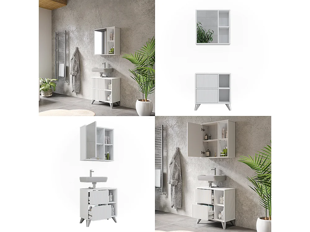 Ensemble de meubles de salle de bains blanc 60x30x62 leano