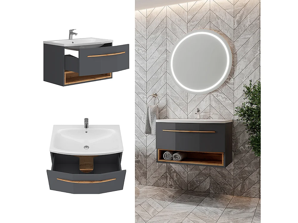 Set mobili da bagno antracite 79x42x50 stelantis