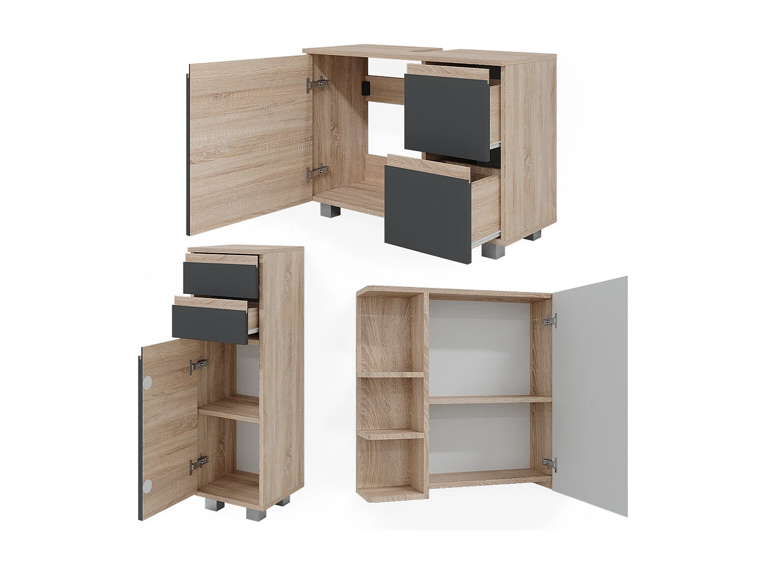 Badmöbel-Set sonoma 80x33x60 j-shape