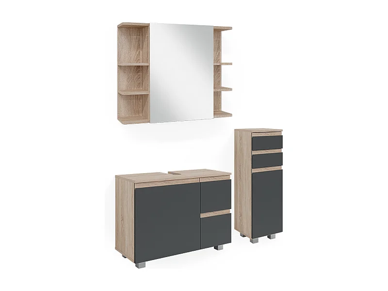 Conjunto de móveis de casa de banho sonoma 80x33x60 j-shape