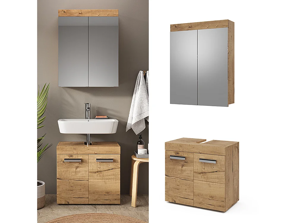 Badkamermeubel set eiken wotan 60x34x56 luna