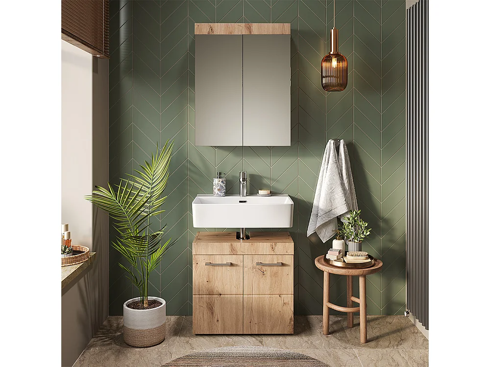 Set mobili bagno quercia wotan 60x34x56 luna