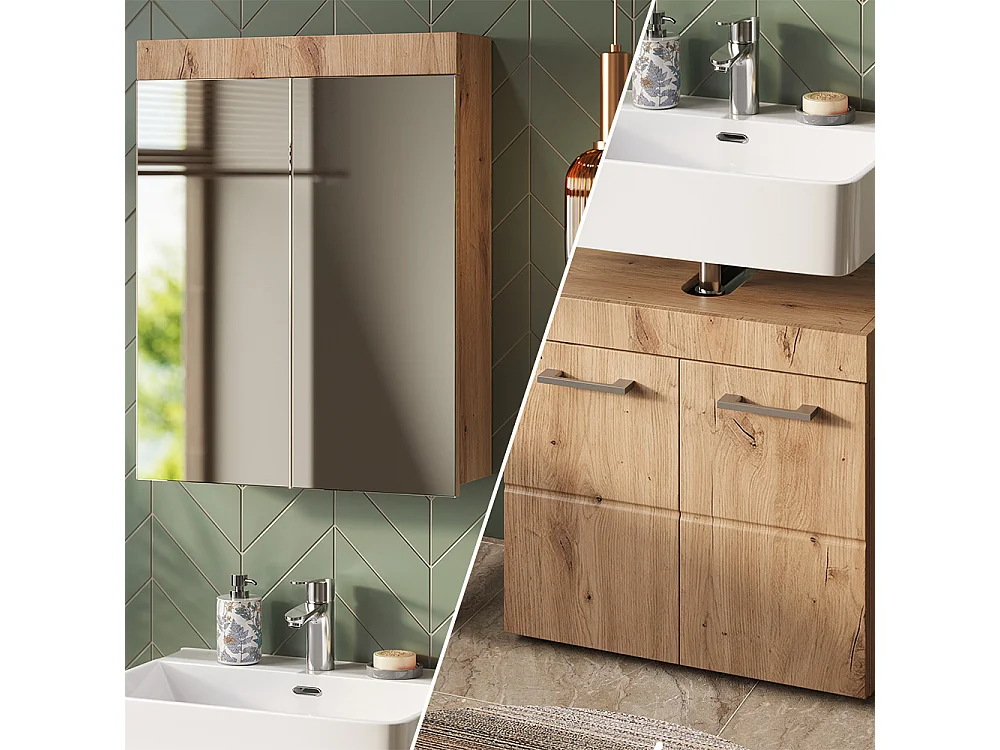 Set mobili bagno quercia wotan 60x34x56 luna