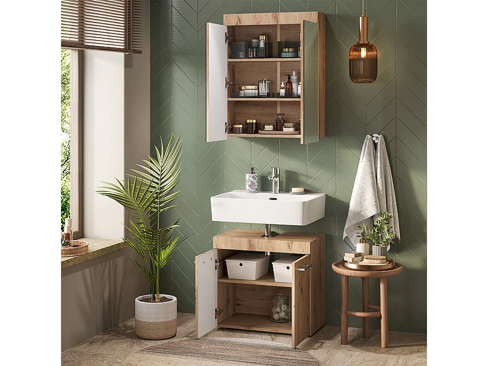 Set mobili bagno quercia wotan 60x34x56 luna