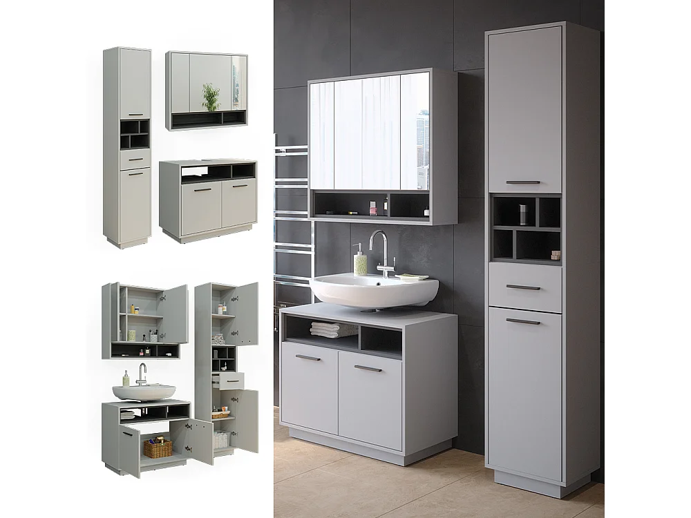 Conjunto de muebles de baño gris 80x40x64 beatrice