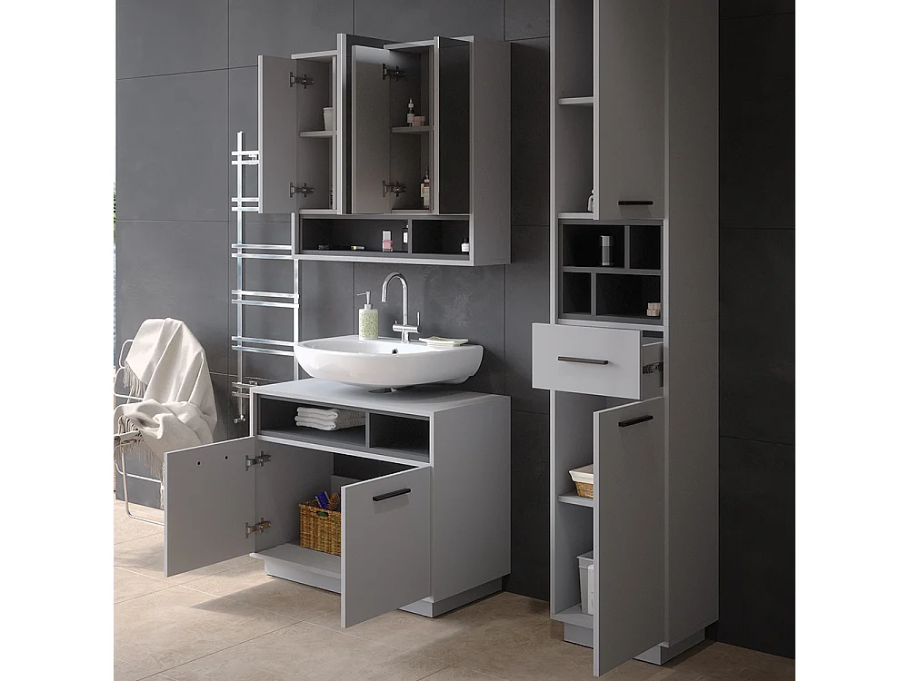 Conjunto de muebles de baño gris 80x40x64 beatrice