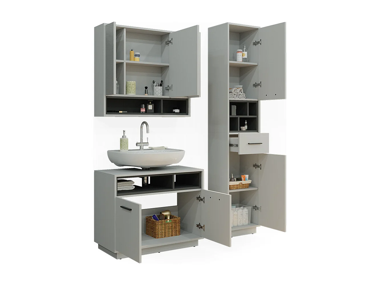 Meubles bain gris 80x40x64 beatrice