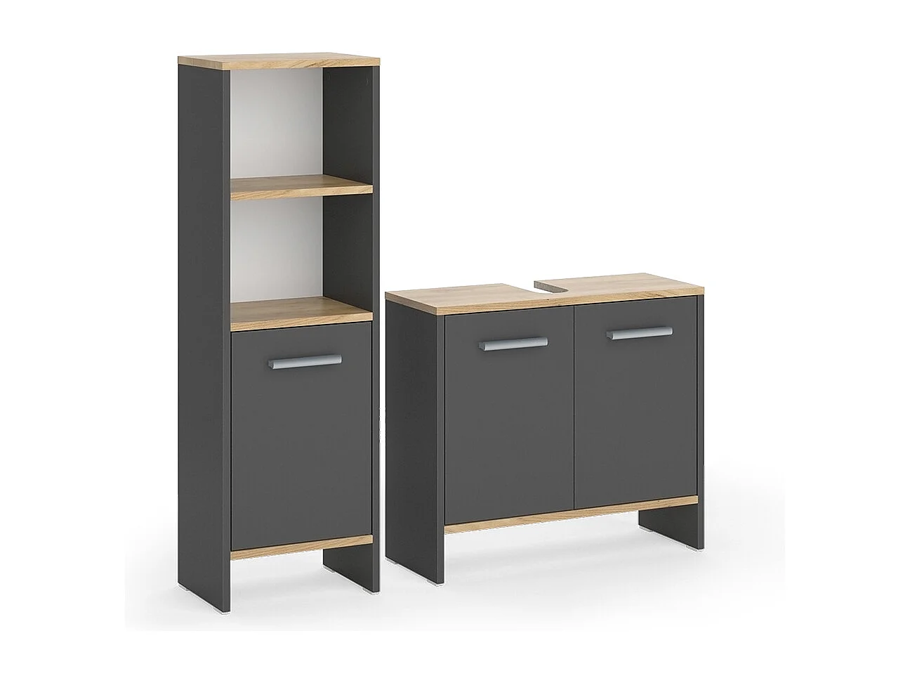 Meubles bain anthracite/chêne doré 63.8x26.3x57 karli