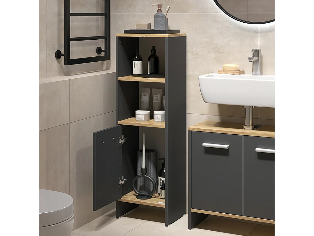 Meubles bain anthracite/chêne doré 63.8x26.3x57 karli
