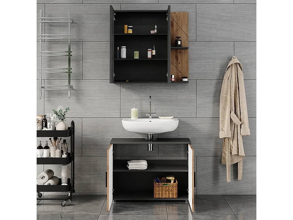 Set di mobili da bagno antracite/artisan 80x30x59 irma