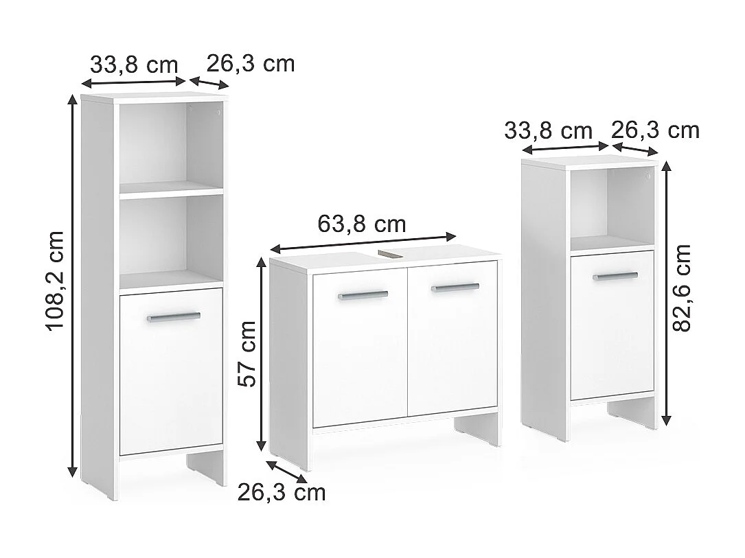 Meubles bain blanc 63.8x26.3x57 karli