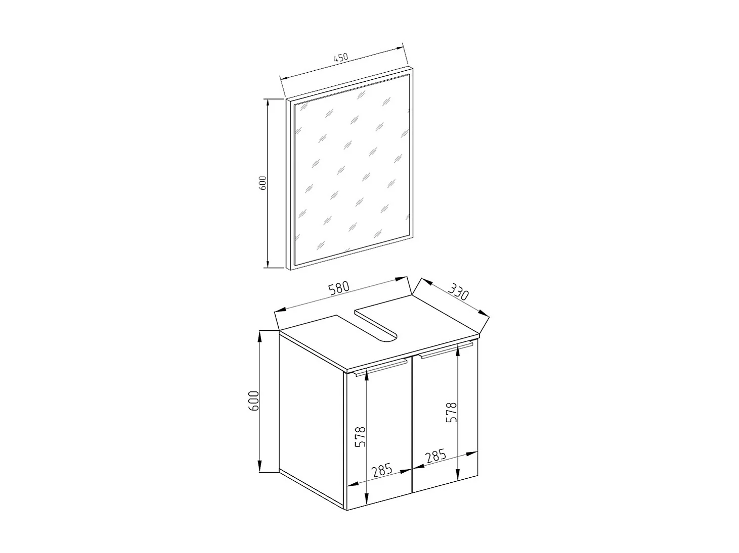 Conjunto de muebles de baño blanco 58x33x60 otis