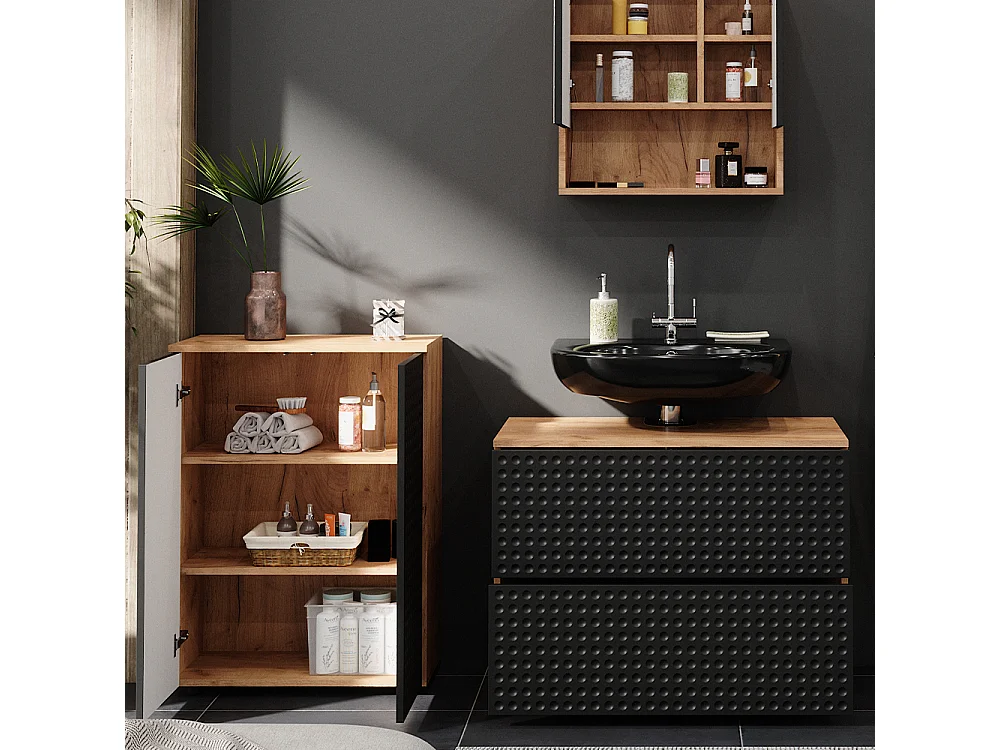 Set mobili bagno antracite puntinato 80x41x58 irma