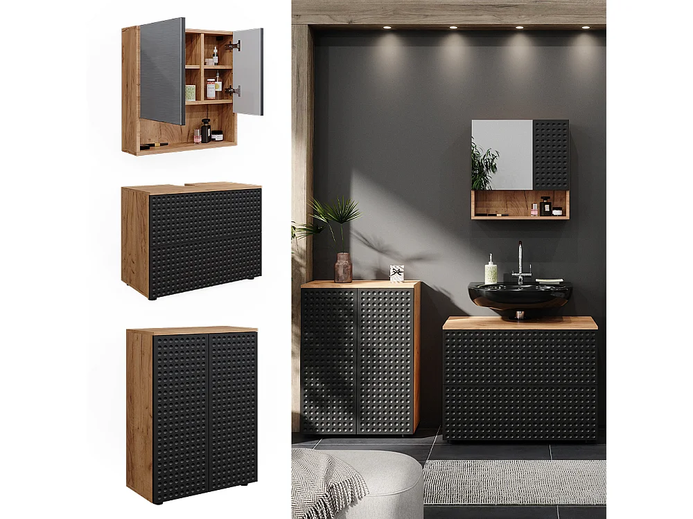 Meubles bain anthracite à pois 80x41x58 irma