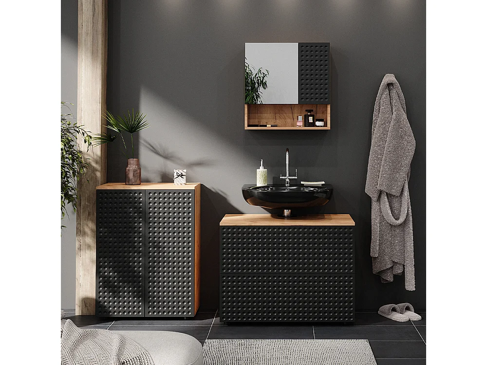 Meubles bain anthracite à pois 80x41x58 irma