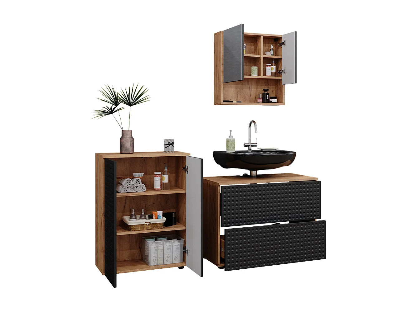 Meubles bain anthracite à pois 80x41x58 irma