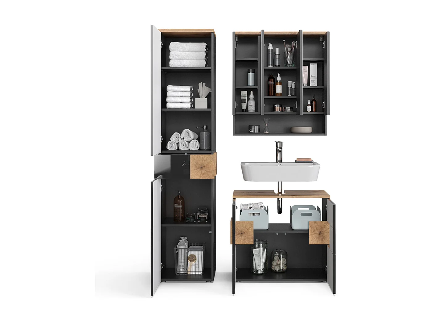 Badmöbel-Set anthrazit 73x37x64 eden