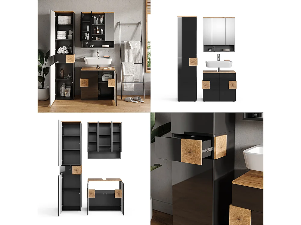 Meubles bain anthracite 73x37x64 eden