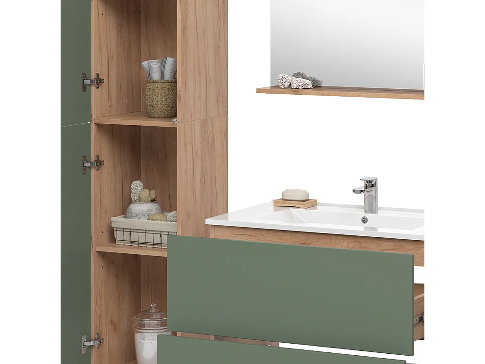 Meubles bain force dor chêne/vert 80x46x59.3 izan