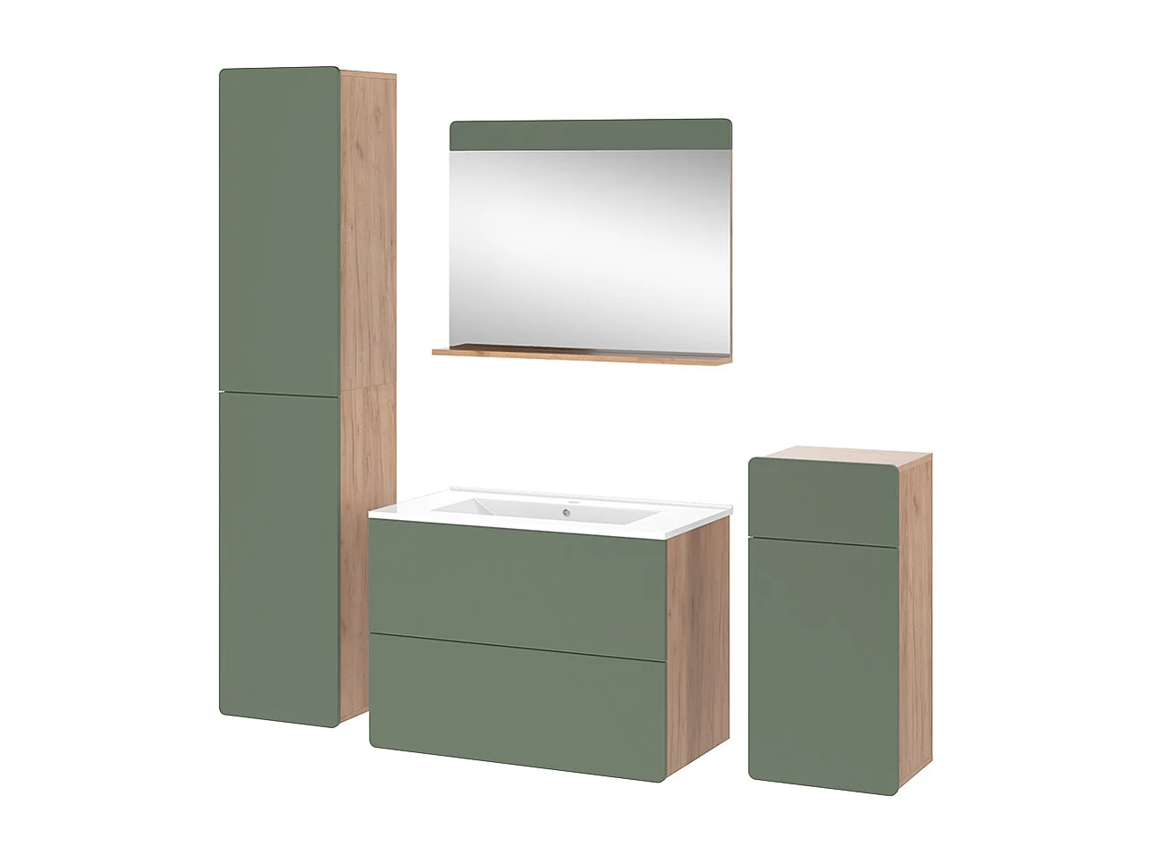 Meubles bain force dor chêne/vert 80x46x59.3 izan