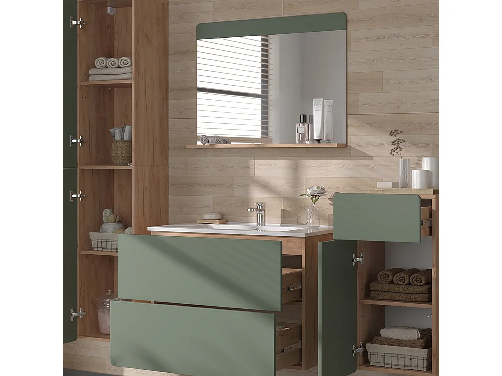 Meubles bain force dor chêne/vert 80x46x59.3 izan