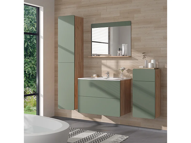 Meubles bain force dor chêne/vert 80x46x59.3 izan