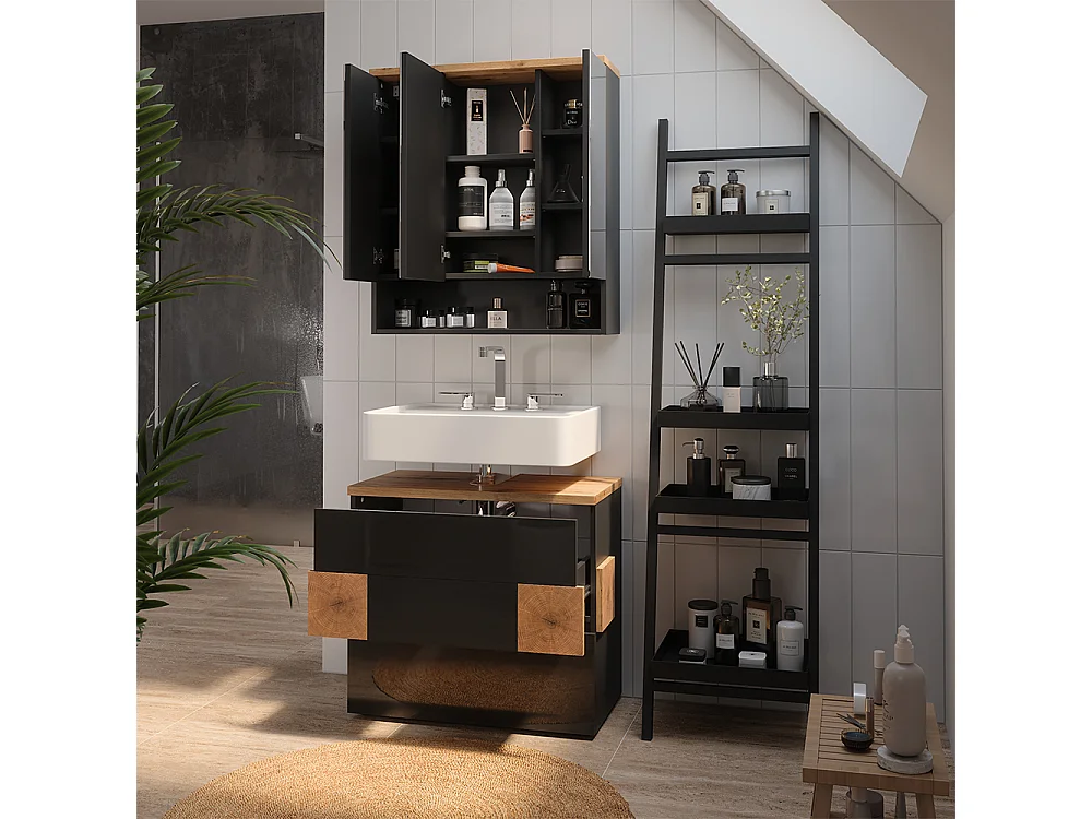 Meubles bain anthracite 70x37x64.5 eden