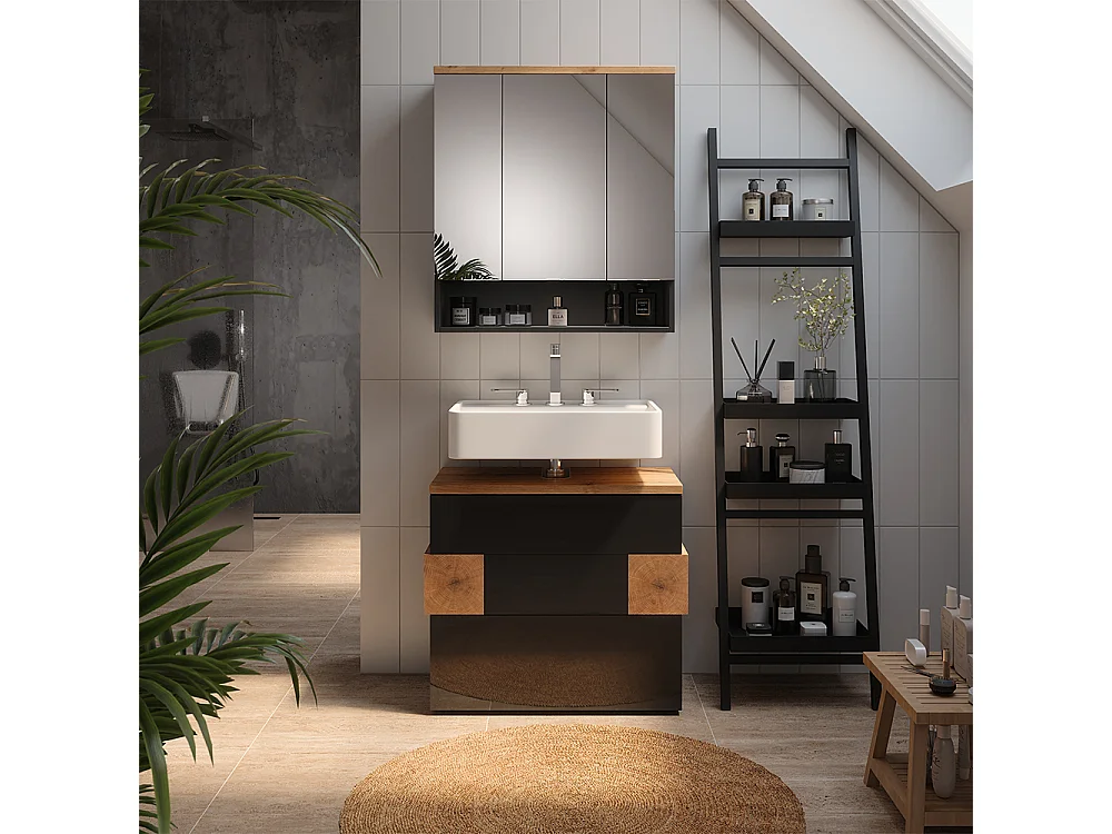 Meubles bain anthracite 70x37x64.5 eden