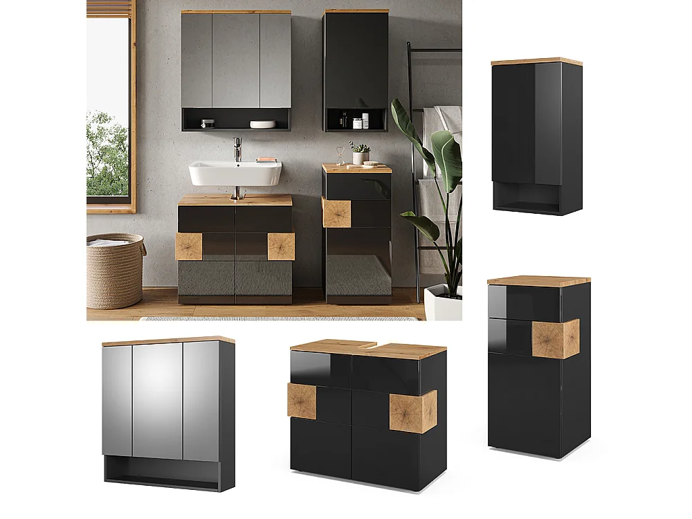 Set di mobili da bagno antracite 73x37x64 eden