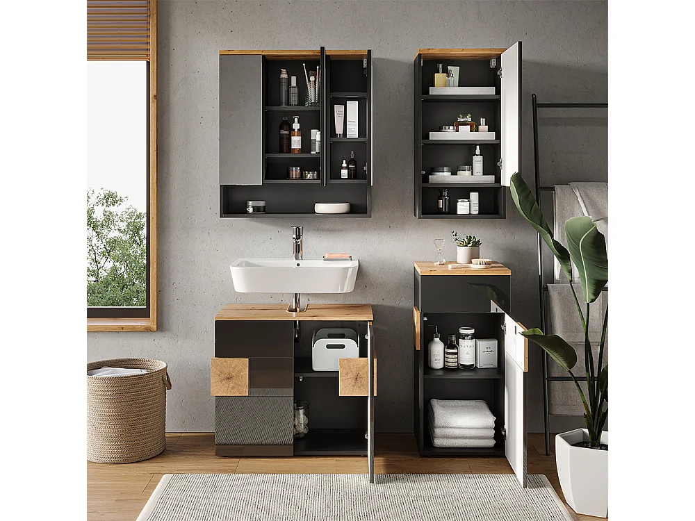 Set di mobili da bagno antracite 73x37x64 eden