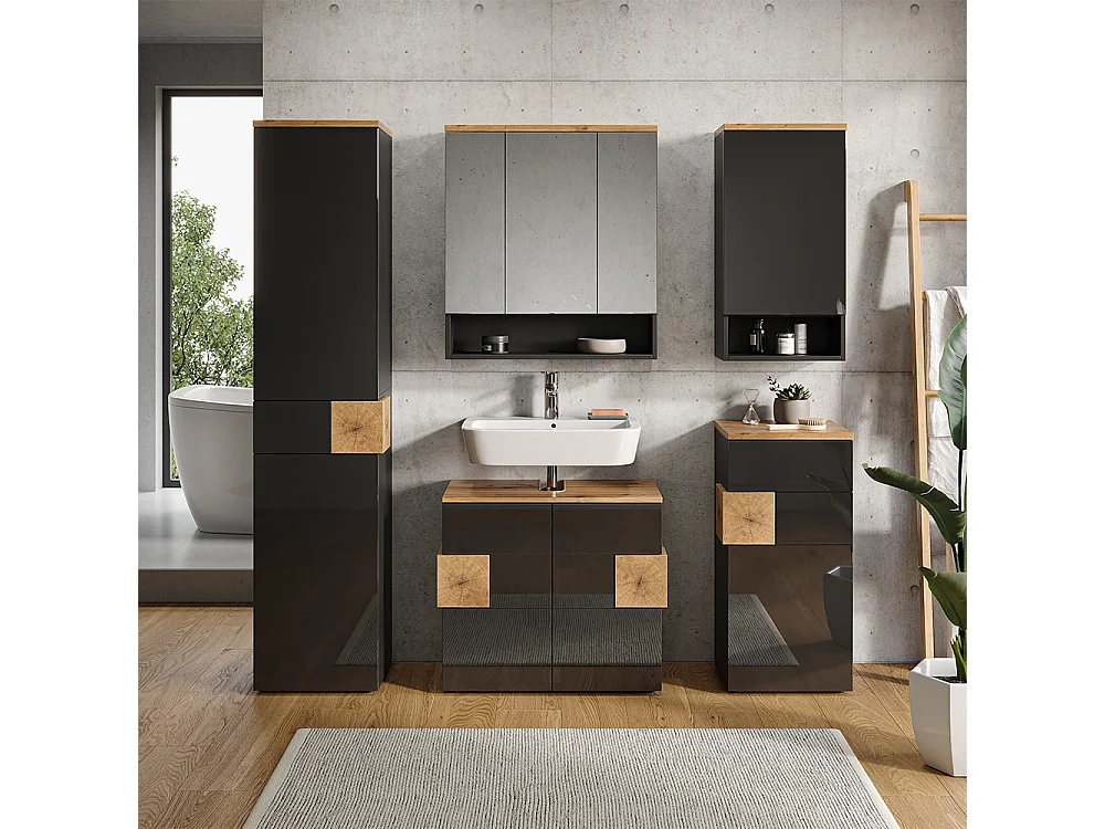 Set di mobili da bagno antracite 73x37x64 eden