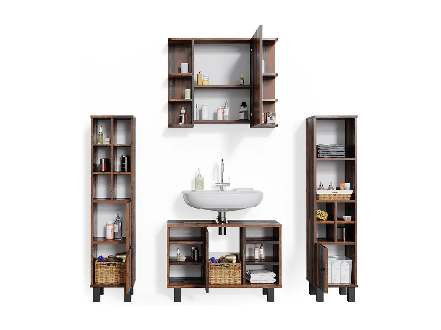 Set mobili bagno rovere rustico 60x32x54 fynn