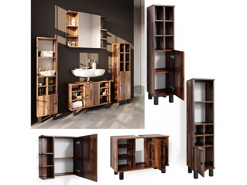 Meubles bain chêne rustique 60x32x54 fynn