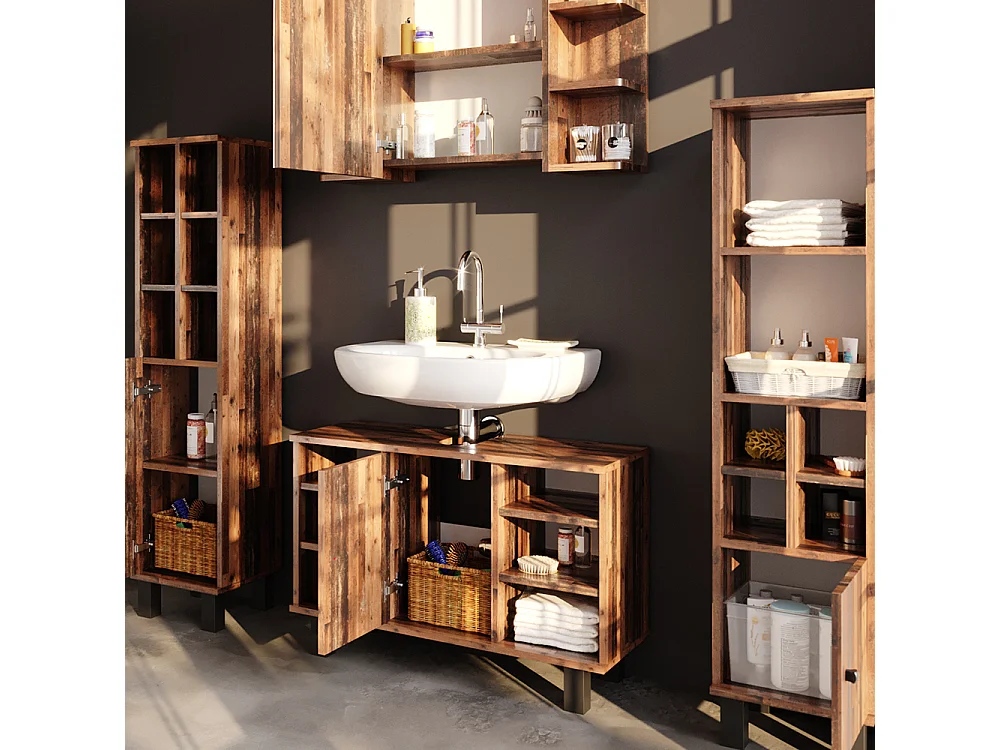 Meubles bain chêne rustique 60x32x54 fynn