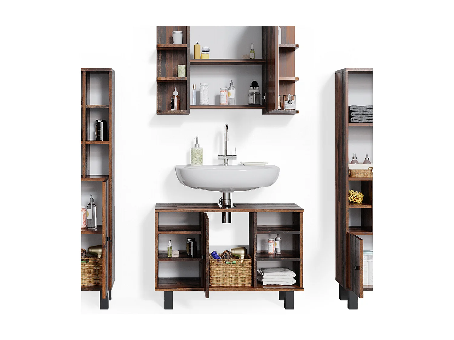 Meubles bain chêne rustique 60x32x54 fynn