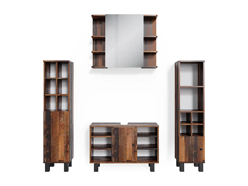 Badmöbel-Set eiche rustikal 60x32x54 fynn