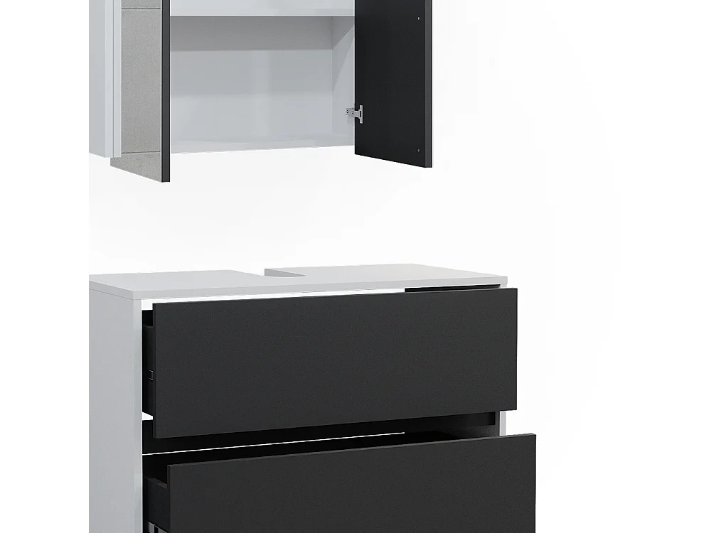 Set di mobili da bagno bianco/antracite 80x40x58 maltin