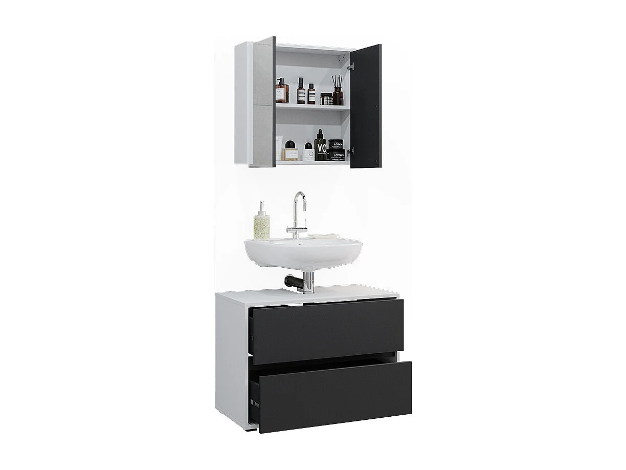 Set di mobili da bagno bianco/antracite 80x40x58 maltin