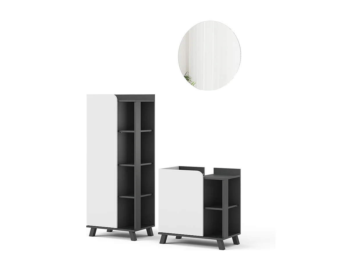 Ensemble de meubles de salle de bains anthracite/blanc 60x35x65 karen