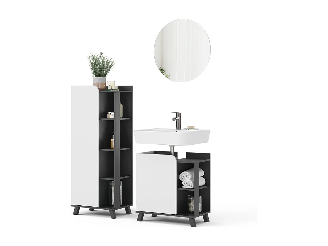 Ensemble de meubles de salle de bains anthracite/blanc 60x35x65 karen