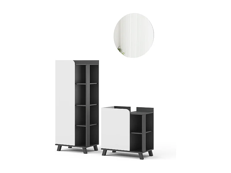 Ensemble de meubles de salle de bains anthracite/blanc 60x35x65 karen