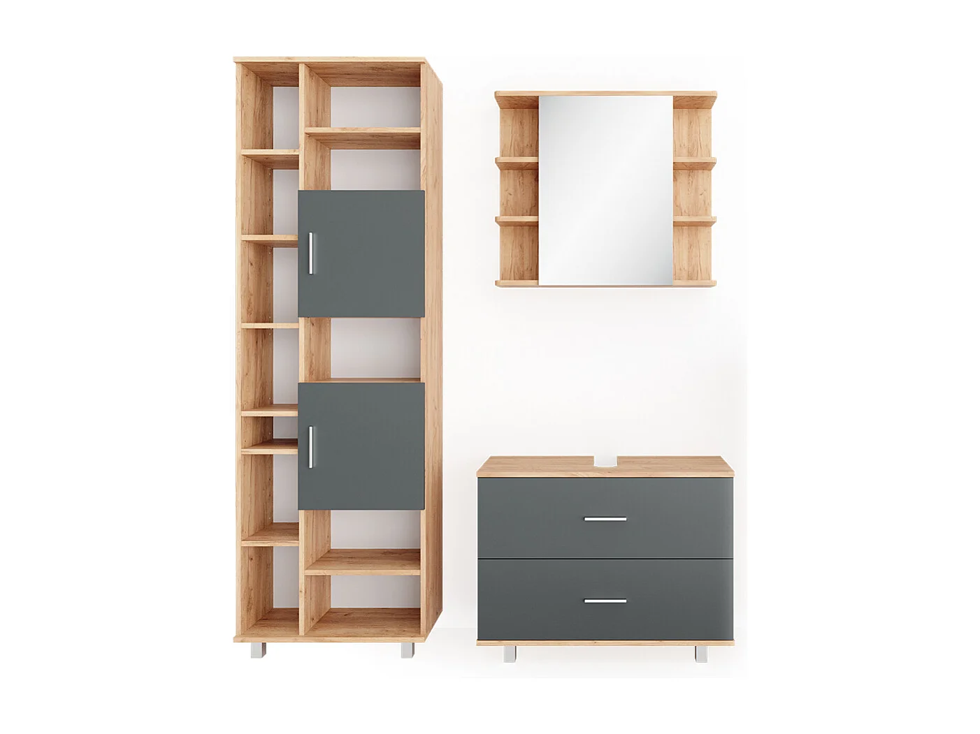 Set mobili bagno antracite/quercia dorata 80.2x33x60.8 ilias