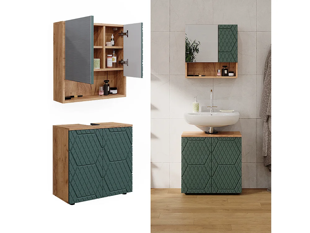 Meubles bain vert/force de lor chêne 80x41x58.6 irma