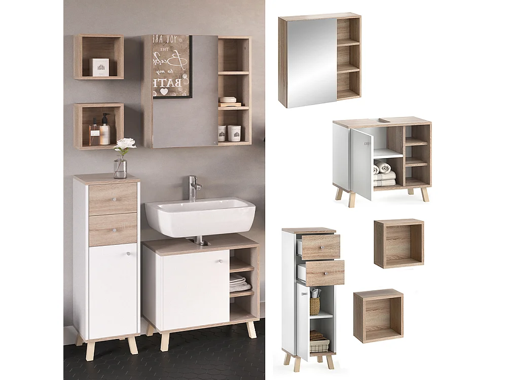Set mobili bagno bianco 62x32x54 senyo
