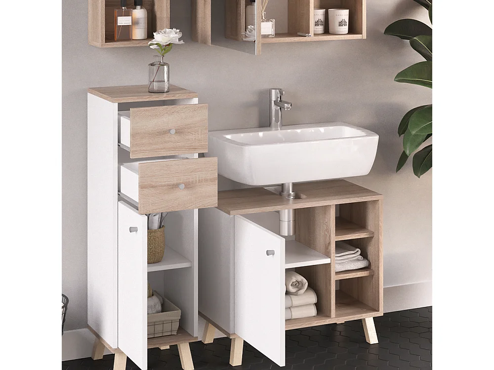 Meubles bain blanc 62x32x54 senyo