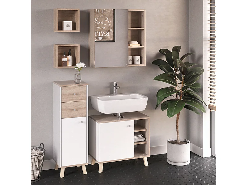 Set mobili bagno bianco 62x32x54 senyo