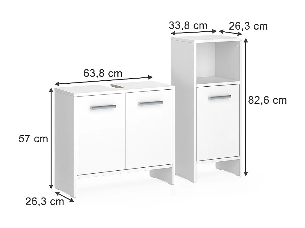 Set di mobili da bagno bianco 63.8x26.3x57 karli