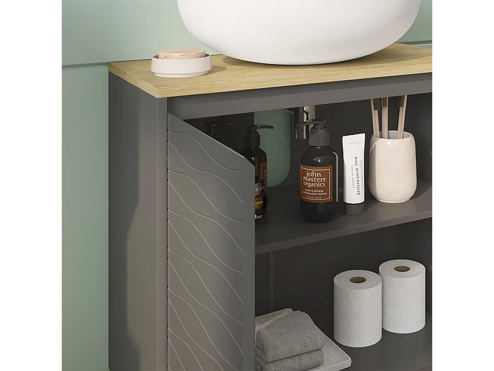 Badmöbel-Set anthrazit/eiche 60x30x60 livia