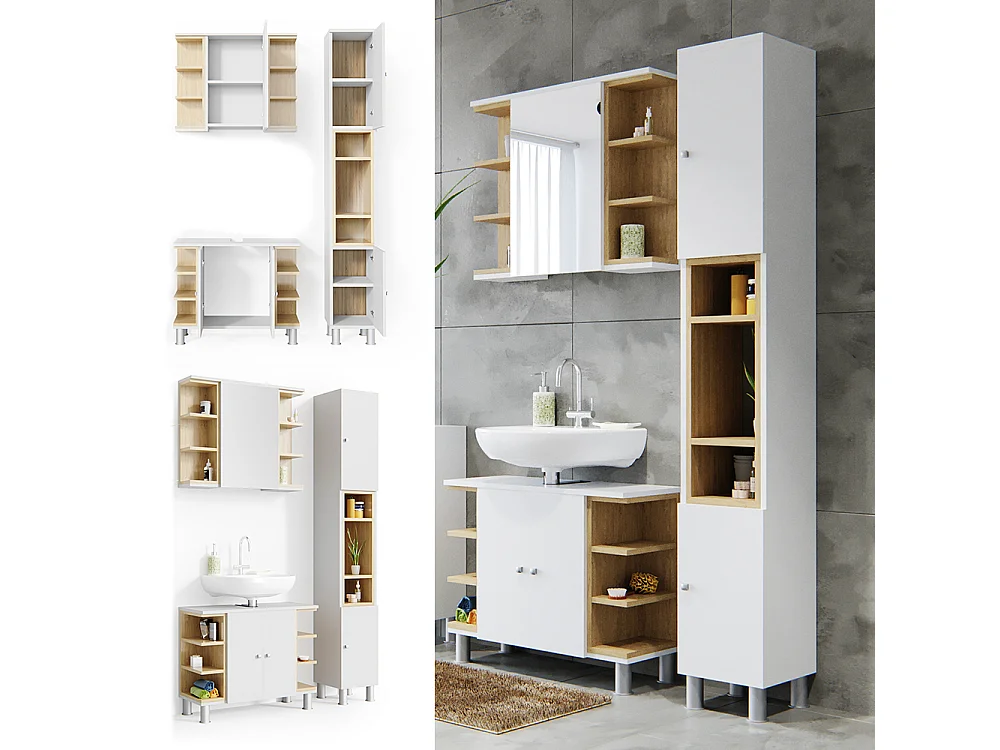 Badmöbel-Set weiß 79.6x32x64 aquis