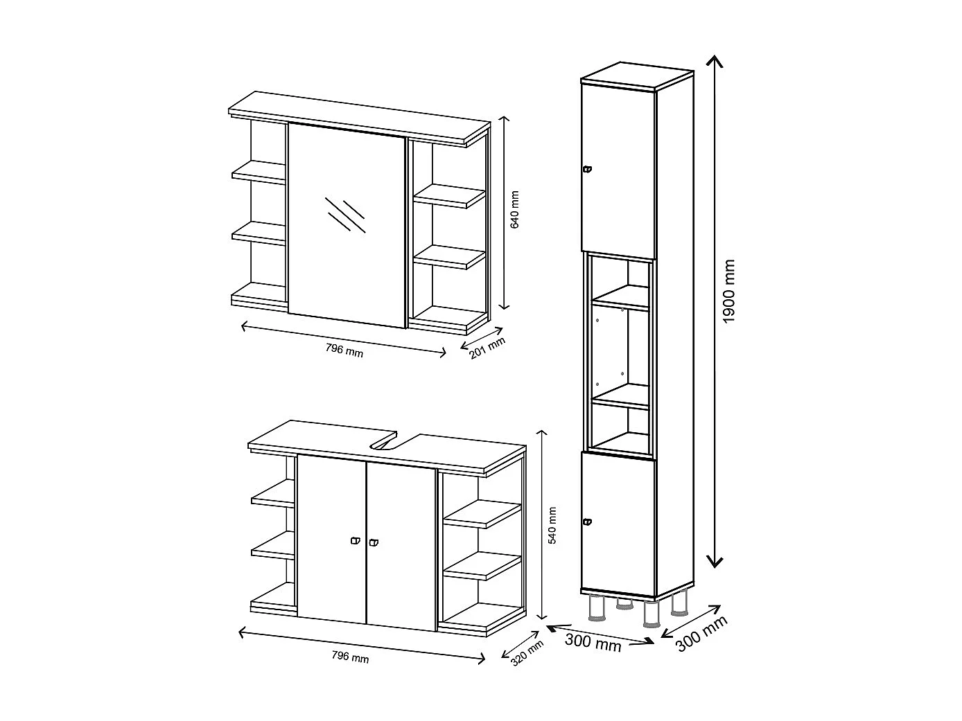 Badmöbel-Set weiß 79.6x32x64 aquis